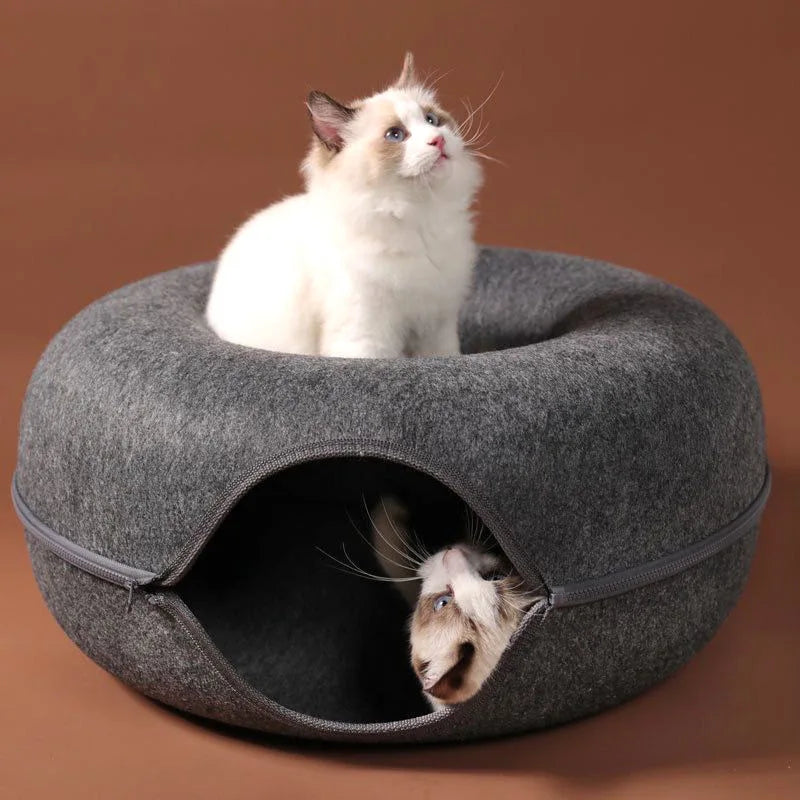 Donut Cat Bed Pet Cat Tunnel Interactive Game Toy Cat Bed Dual-Use Indoor Toy Kitten Sports Equipment Cat Training Toy Cat House