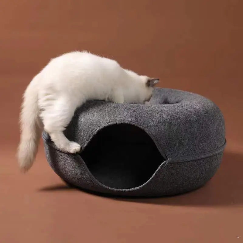 Donut Cat Bed Pet Cat Tunnel Interactive Game Toy Cat Bed Dual-Use Indoor Toy Kitten Sports Equipment Cat Training Toy Cat House