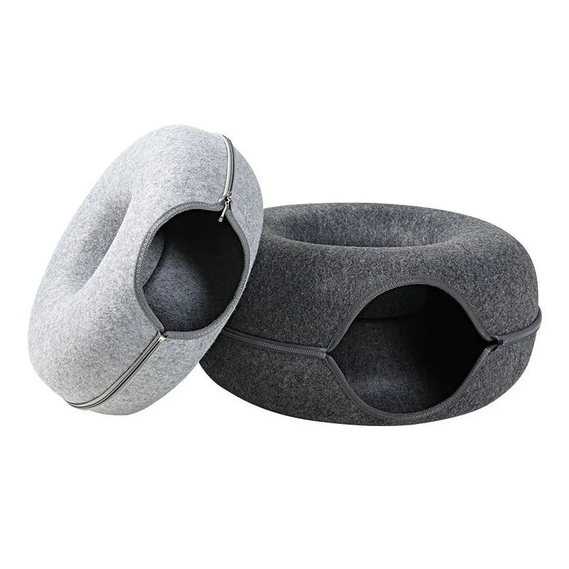 Donut Cat Bed Pet Cat Tunnel Interactive Game Toy Cat Bed Dual-Use Indoor Toy Kitten Sports Equipment Cat Training Toy Cat House