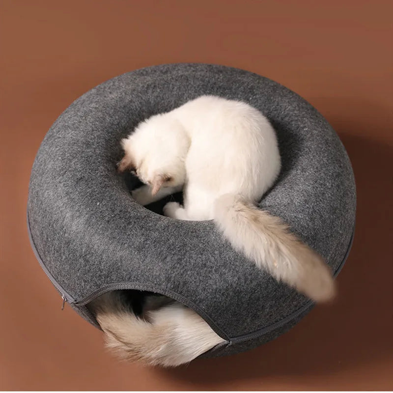 Donut Cat Bed Pet Cat Tunnel Interactive Game Toy Cat Bed Dual-Use Indoor Toy Kitten Sports Equipment Cat Training Toy Cat House